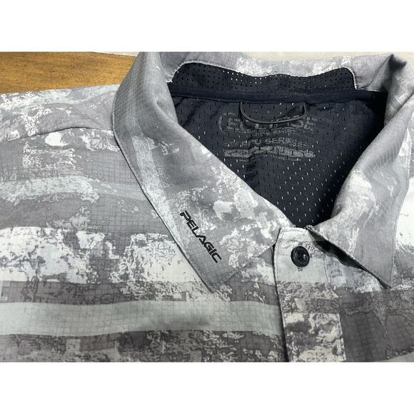 PELAGIC Eclipse Pro Series Guide Shirt 2XL Gray Camo Button Up Long Sleeve - Picture 3 of 16